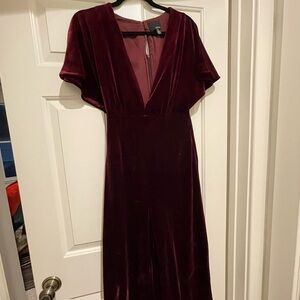 Greylin Velvet Midi Dress in Deep Burgundy